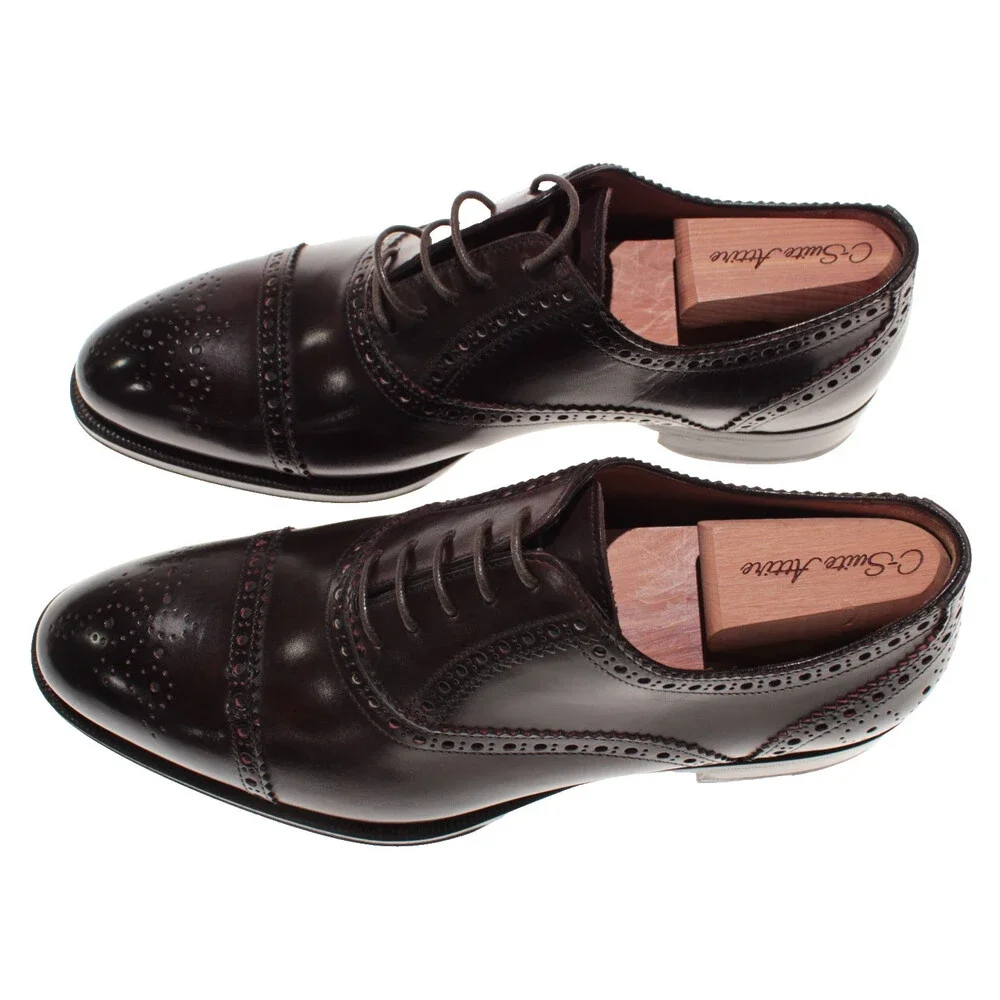 Di Bianco NWD Lace Up Oxford Dress Shoes Size 39.5 (US 6.5) in Brown Leather
